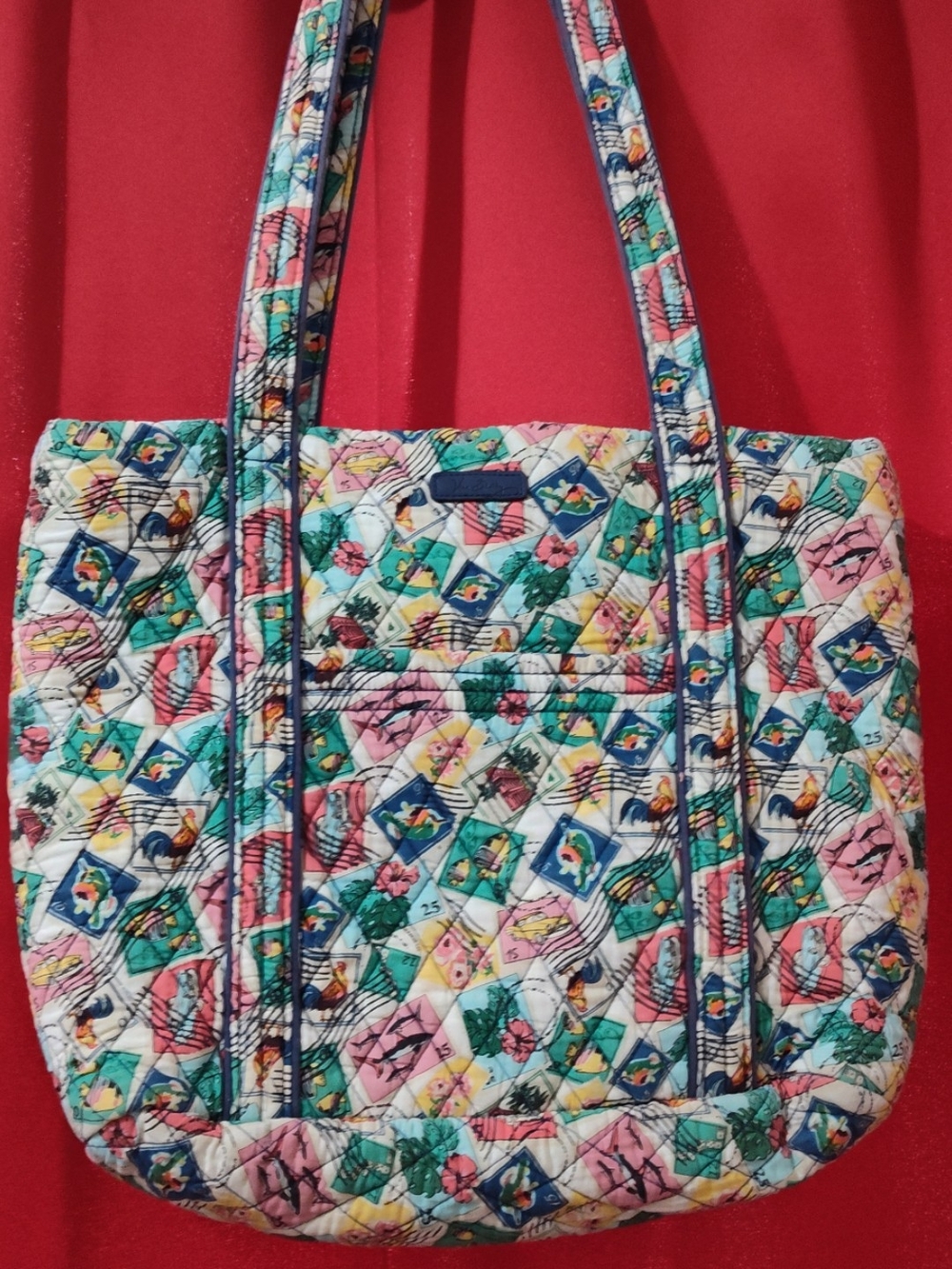 Vera Bradley Quilted Floral Patchwork Tote - Pink, Teal, Navy, White